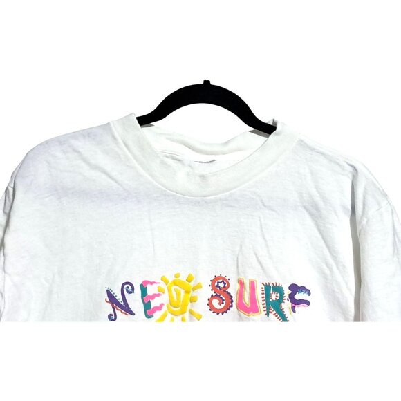 Vintage OP Womens Crop Top Neon Surfing 1989 Ocean Pacific Shirt Single Stitch - Picture 4 of 9